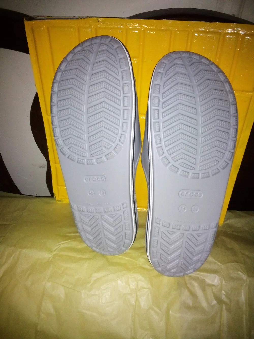CROCS Brand New Never Worn Slide Sandals in Light Gray Men's 11 12